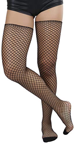 Image of ToBeInStyle Women's Seductive Punk Rock Basic Unfinished Rawedge Fishnet Thigh Highs