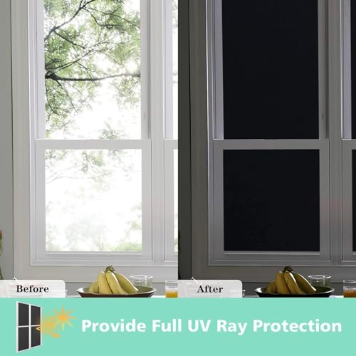 Image of CREON Total Blackout Window Film Privacy, 100% UV Blocking (12 x 36 Inch) Inches Dark Window for Home Decorative Heat Control Window Film