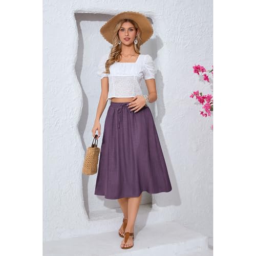 Image of Witsmile Women's Summer Pleated High Waisted Casual Flowy Skirt Pockets