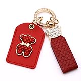 ZZRSXZSR Porte-clés Mignon Femmes pour Toyota Sequoia CHR Handlander Étui à Pile avec Fente Carte RFID, Accessoire Adorable pour Cartes d'ascenseur et d'Accès,Red