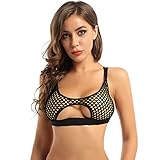 YONGHS Womens Hollow Out Fishnet Crisscross Back Crop Tops Cutout Vest Gym Workout Yoga Sports Bra Black Large
