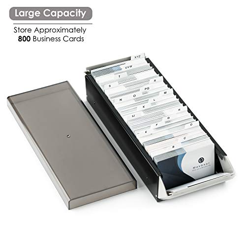 Maxgear MAXGEAR-BUSINESS-CARD-BOX-800-BLACK Business Card Holder For Desk, Business Card Organizer Business Card Case, Credit Card Holder File thumb #1