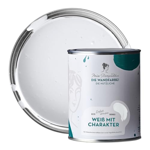 MissPompadour abwaschbare Wandfarbe Weiß mit Charakter 1L - hohe Deckkraft & Ergiebigkeit - matte, scheuerbeständige Innenfarbe - geruchsarm, wasserbasiert, atmungsaktiv - Die Nützliche MissPompadour abwaschbare Wandfarbe Weiß mit Charakter 1L - hohe Deckkraft & Ergiebigkeit - matte, scheuerbeständige Innenfarbe - geruchsarm, wasserbasiert, atmungsaktiv - Die Nützliche