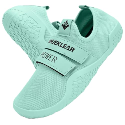 MANUEKLEAR Deadlift Shoes - Weight Lifting Shoes for Men Women - Weightlifting Squat Shoes Fitness Cross-Trainer Barefoot Gym Training Sneakers Mint Green