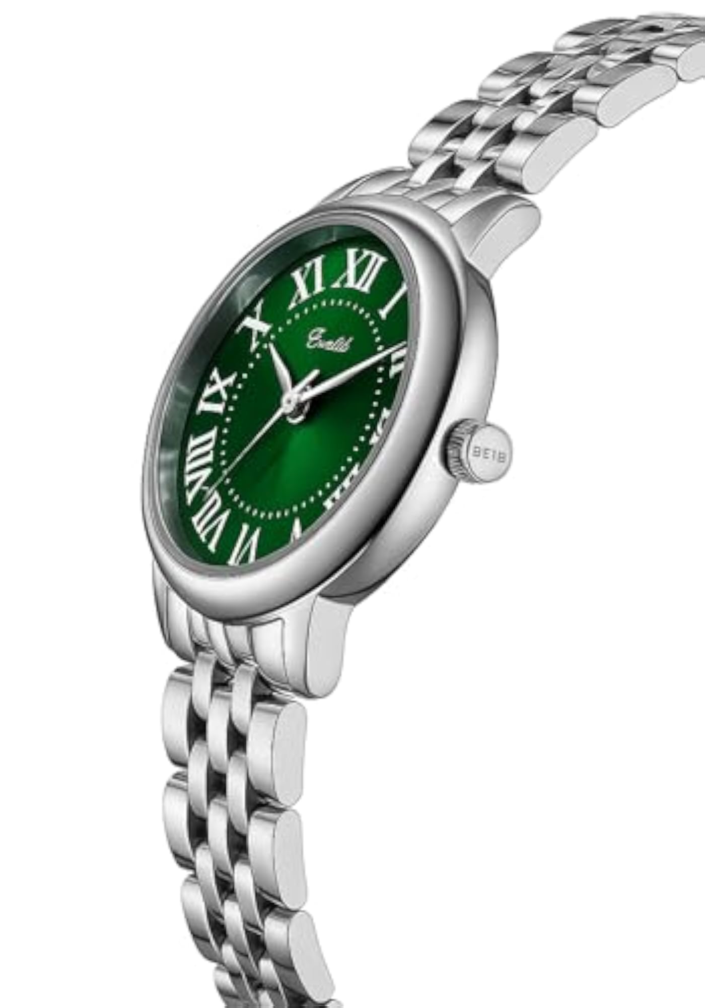 Women's Round White Dial Stainless Steel Strap Quartz Watch