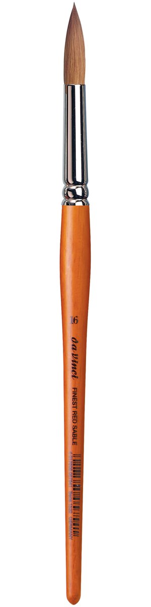 da Vinci Watercolor Series 1520 Paint Brush, Round Pure Red Sable with Short Brown Lacquered Handle, Size 16 (1520-16)