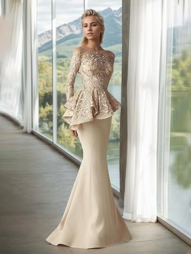 Mermaid/Trumpet Elegant Mother of The Bride Dress Wedding Guest Dress Satin Scoop Neck Floor Length Appliques 20242