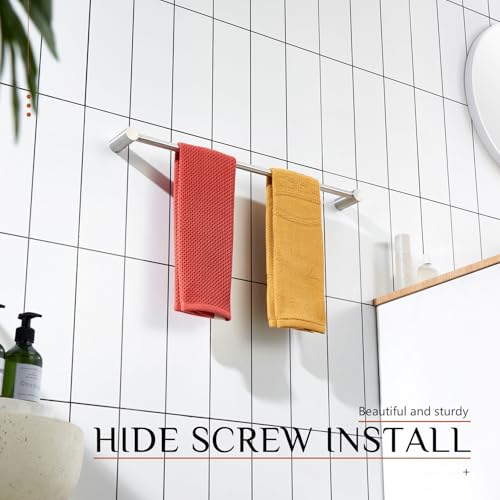 Image of KOKOSIRI Towel Bar Brushed Nickel 24-Inch Bathroom Towel Holder Single Rack Bathroom Hardware Accessories Wall Mounted Stainless Steel, B4007BR-L24
