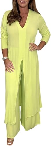 Vista 2 de PHILISENMALL Summer Woman Outfits Wide-Leg Pants Long TrousersShirt Blouse Two-piece Set for Female Casual Household Wear
