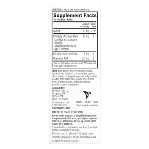 Image of Move Free Ultra Triple Action Joint Support Supplement - Type II Collagen Boron & Hyaluronic Acid - Supports Joint Comfort, Cartiliage & Bones in 1 Tiny Pill Per Day, 30 Tablets (30 servings)*