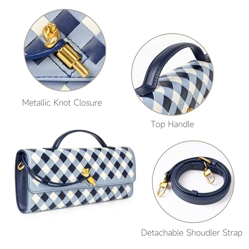 Image of Joryin Woven Purse for Women Evening Clutch Woven Leather Handbags Crossbody Bag Purse Formal Evening Bag, Vegan Leather