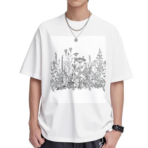 T-shirt en coton imprimé fleurs noires et blanches coupe ample pour femme