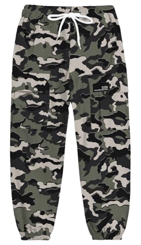Image of Cromoncent Girls & Womens Camo Print Cargo Pants Outdoor Lightweight Jogger Baggy Pants, 6 Years - XX-Large