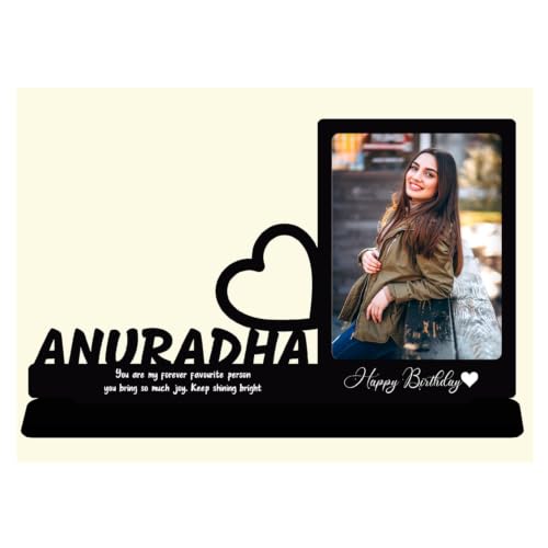 Image of Indianara Wood Happy Birthday Customized Tabletop Rectangular Photo Frame