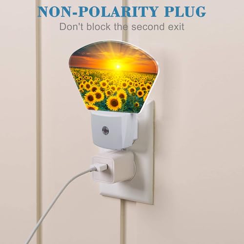 Image of Sunflowers and Sunrise Night Light Plug into Wall, Sunflower Fields Night Light with Dusk to Dawn Sensor for Kid Girls Boys Women Men Room, Hallway, Kitchen, Bathroom, Stairs Decor
