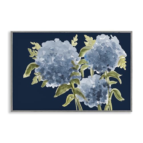 Poster Hortensias Bleus Stupell Industries Cadre Indigo Gris 45x30 cm