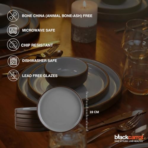 Image of BLACKCARROT Quarter Plates Set of 6, Brown Series | Glossy Finish | Premium Stoneware | Snacks Plates Set of 6 | Dessert Plates | Snack Plate (Brown Sand), Black Carrot Ceramic