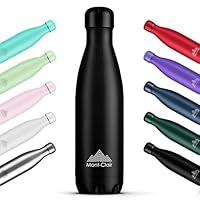 Mont-Clair l'O Stainless Steel Water Bottle, Vacuum Insulated - BPA Free, 12h Hot & 24h Cold Drinks, Metal Water Bottle 500ML Leakproof, Ideal for Adult, Kids, Running - Black