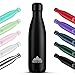 Mont-Clair l'O Trinkflasche Edelstahl - Thermosflasche - BPA-freie - Water Bottle, Edelstahl trinkflasche 500ML - 24h Kalt & 12h Warm - Trinkflasche Auslaufsicher - Schwarz