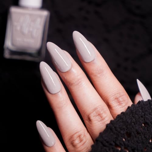 Image of Nails & More Dim Grey Nail Polish, Argan Oil-Infused Gel Shine, Muted Grey Nails, Subtle & Chic | 10ml