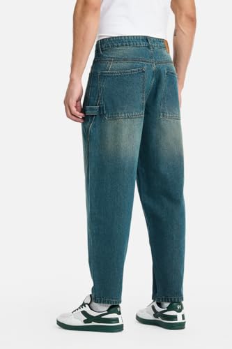 Image of SNITCH Men Jeans Streetwear | Balloon Fit Mid Rise & Acid Wash Design | 100% Cotton Breathable Fabric & Wide Leg Style for Urban Explorer & Casual Everyday Outings