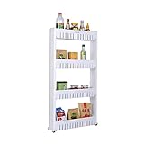 Home-Man Laundry Room Organizer, Mobile Shelving Unit Organizer with 4 Large Storage Baskets, Gap Storage Slim Slide Out Pantry Storage Rack for Narrow Spaces, 4 Tier …