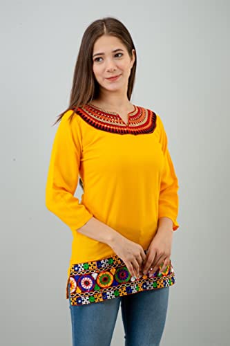 Image of Women's Rayon Embroidery Work Short Top | Short Kurti for Women | Embroidered Straight Rayon Kurta | Tunic Tops for Women