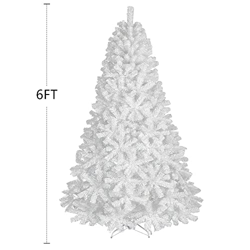 Joy-Tech 6Ft White Christmas Tree, Automatic Open,Premium Hinged Artificial Christmas Pine Tree With 1000 Branch Tips And Metal Base For Home, Office, Party Holiday Decoration (6Ft) #TOP7