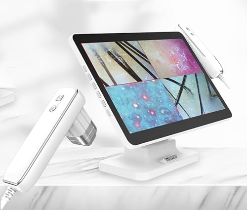 ZIJINGM HD Scalp Analyzer, Skin Hair Detector with 14.1 inch LCD Screen, 22° Angle Adjustment, 10 Million Pixels and 4 Frames Comparison for Beauty Salon, Home, Hair