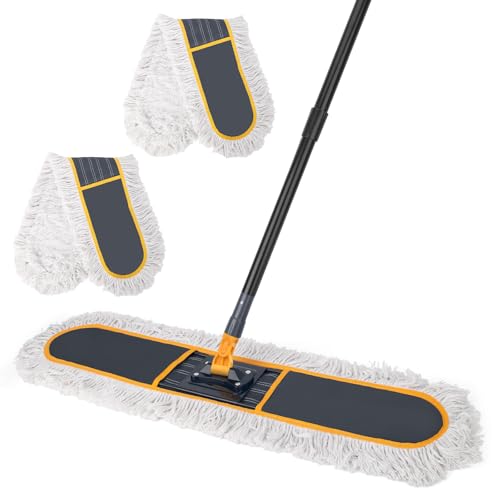KeFanta 36 Commercial Dust Mops for Floor Cleaning Industrial Heavy Duty Floor Duster with 2 Large Replacement Mop Head Wet Dry Sweeper Broom for Hardwood Tile Concrete Laminate Garage Floors(Grey)