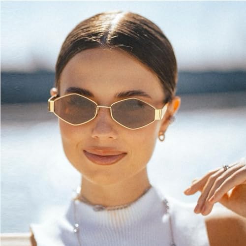 VIA LEECA Retro Hexagon Sunglasses for Women Men 90s Trendy UV400 Protection Shades2