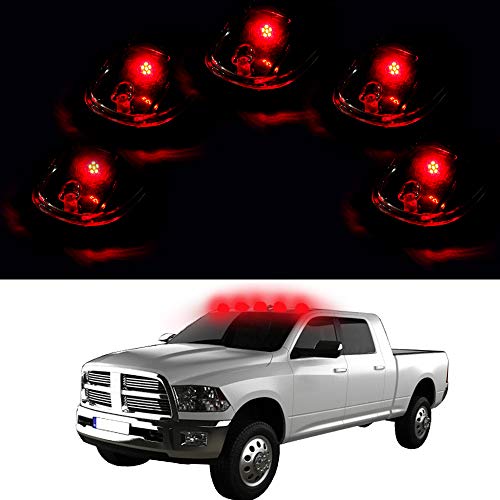 OCPTY Cab Marker Light 5pcs Smoke Lens Top Roof Running Marker Assembly w/T10 Red Bulbs fit for 2012-2016 For Dodge For Ram 1500 2500 2013-2016 For Dodge For Ram 3500 4500 5500