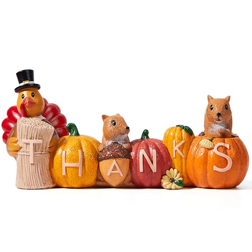JOYIN Thanksgiving Pumpkin Turkey Tabletop Centerpiece Decor, Resin Turkey Figurines,Thanksgiving Decoration, Fall Harvest Tabletop Decor, Indoor Kitchen Decor,Thanksgiving Party Supplies,Autumn Decor