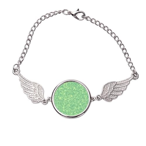 Bracelet jonc motifs verts entrelacés et ailes d'ange métal femme taille M ajustable