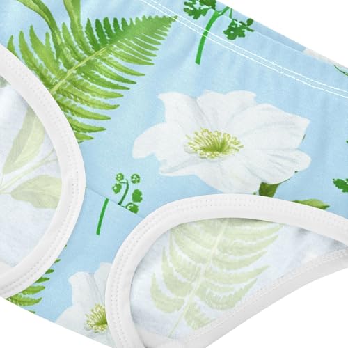 Cotton Toddler Underwear Custom Watercolor White Flowers Blue Girl Panties Cute Bright Briefs Girls Undies 2t4