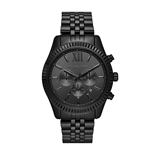 Image of Michael Kors Lexington Chronograph Stainless Steel Watch, Blackout, Dress Watch