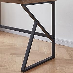 Hsh home office computer desk industrial modern simple metal wooden pc laptop executive desk farmhouse student computer table for work study writing gaming in bedroom living room rustic oak 47 inch  urban country home decor