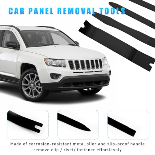 Image of Ohleats 5PCS Auto Trim Removal Tool Kit, No Scratch Plastic Pry Tool Kit for Car Panel Audio Dashboard Dismantle, Automotive Interior Trim Molding Fastener Remover, Car Accessories (Black)