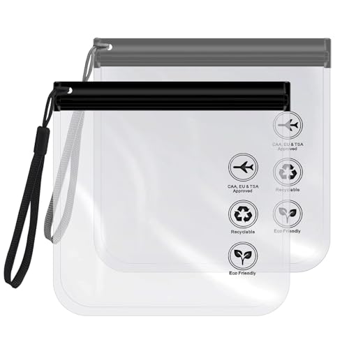 Clear Toiletry Bag, Airport Security Liquid Bag 20 x 20cm TSA Approved, 2 PCS Clear Travel Toiletry Bags Waterproof Makeup Bags Holiday Essentials Luggage for Holiday Men Women