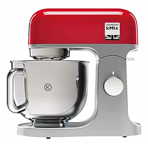 Kenwood kMix KMX750ARD - Robot de Cocina Multifunción, 1000 W, Bol Metálico de 5 L con Asa, Gancho para Amasar, Varillas, Mezclado K, Acero Inoxidable, 6 Velocidades, Color Rojo