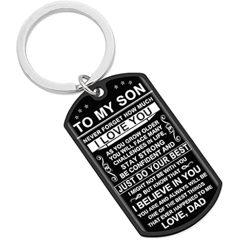 Inspirational Gifts To Son Graduation gifts Keychain for Teen Boy Birthday Gifts Mother Day Gift To Son from Mom and Dad (To my son dad black234) Cover