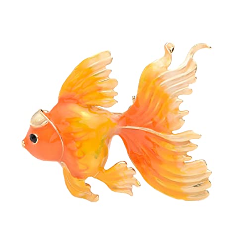 Image of Gold Fish Brooches Women Christmas Metal Fish Enamel Banquet Brooch Pins