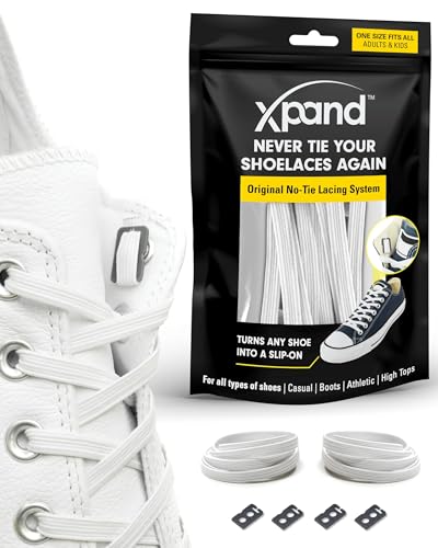 Xpand No Tie Elastic Shoelaces. 1 Size Fits All for Adults & Kids | Stretch Laces for Sneakers, Runners & High Tops Shoes