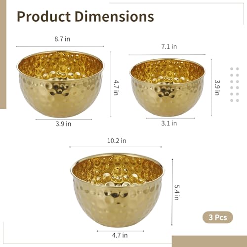 Set de 3 tazones de mezcla dorados de acero inoxidable miniatura 4