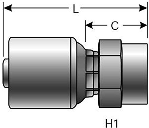 Gates 6G-8FP MegaCrimp Couplings, Female Pipe, NPTF Without 30 Cone Seat, Zinc Plated Carbon Steel, 2.24