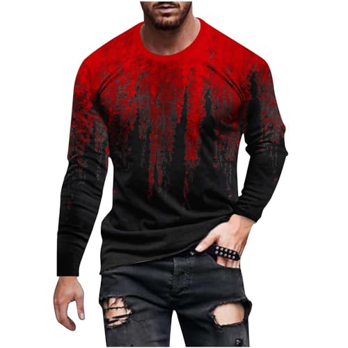 Muscularfit Mens Long Sleeve Shirts Casual Gradient Color Loose Pullover Graphic Tee Shirts Fall Fashion Athletic Sweatshirts