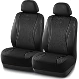 Skechers Car Seat Covers,Leather Seat Covers with GOGA Mat Technology,Waterproof Car Seat Covers Front Seats,Airbag Compatible,Comfort Universal Fit for Most Cars,Vans,Trucks,SUVs,Black
