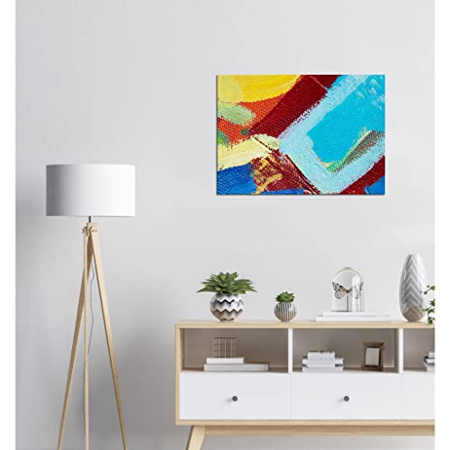 Art mural abstrait écouvillon multicolore tableau déco toile encadrée 50x70