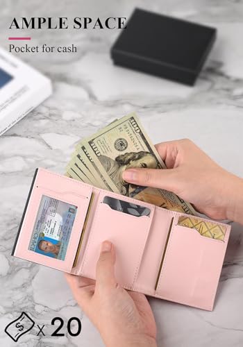Image of wallet for men trifold,Pop Up Wallet By Metal&Leather,RFID Blocking | Minimalist Smart Wallet Holds 12 Cards,20 Bills,ID Window,Ridge wallets for men,Trifold Wallets for fathers day gift ideas