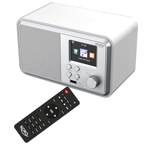 Digitales WLAN Internet Radio XORO DAB 300 IR mit 2.4“ Zoll Farbdisplay, Podcast, Bluetooth 5.2, FM/DAB+, Wecker, Weiss
